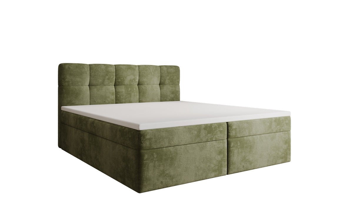 Boxspringbed Cozy II in Ribstof met opbergruimte