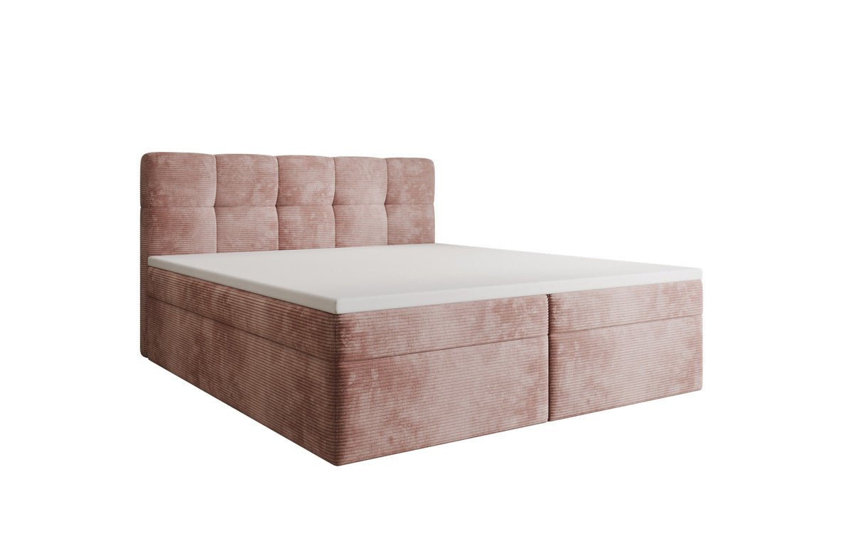 Boxspringbed Cozy II in Ribstof met opbergruimte