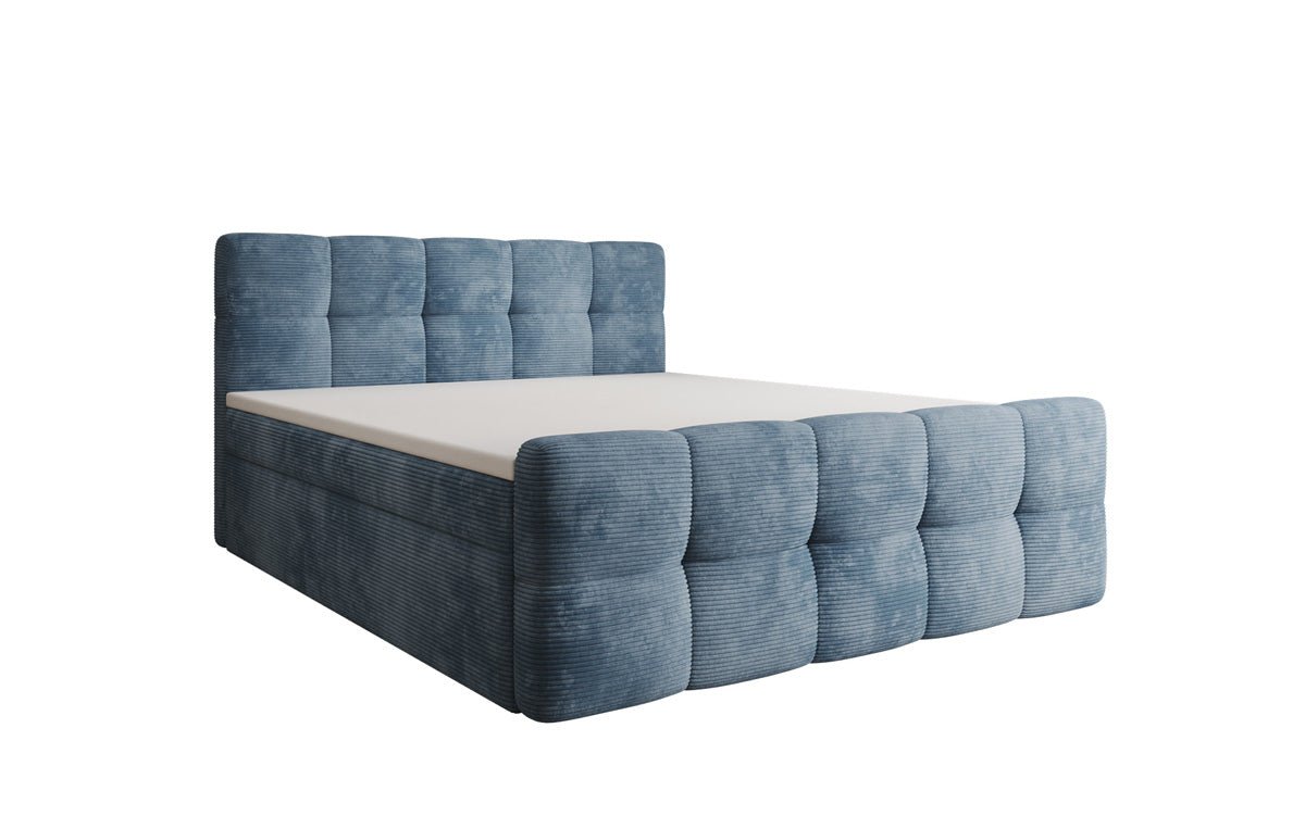 Boxspringbed Cozy in Ribstof met opbergruimte