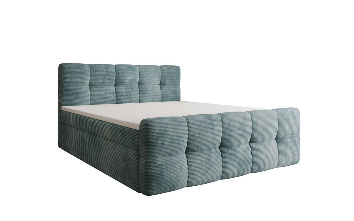 Boxspringbed Cozy in Ribstof met opbergruimte