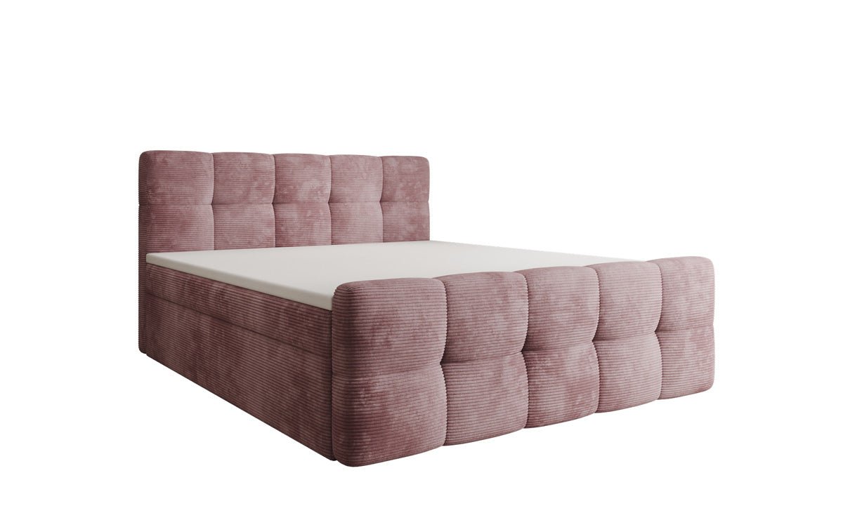 Boxspringbed Cozy in Ribstof met opbergruimte