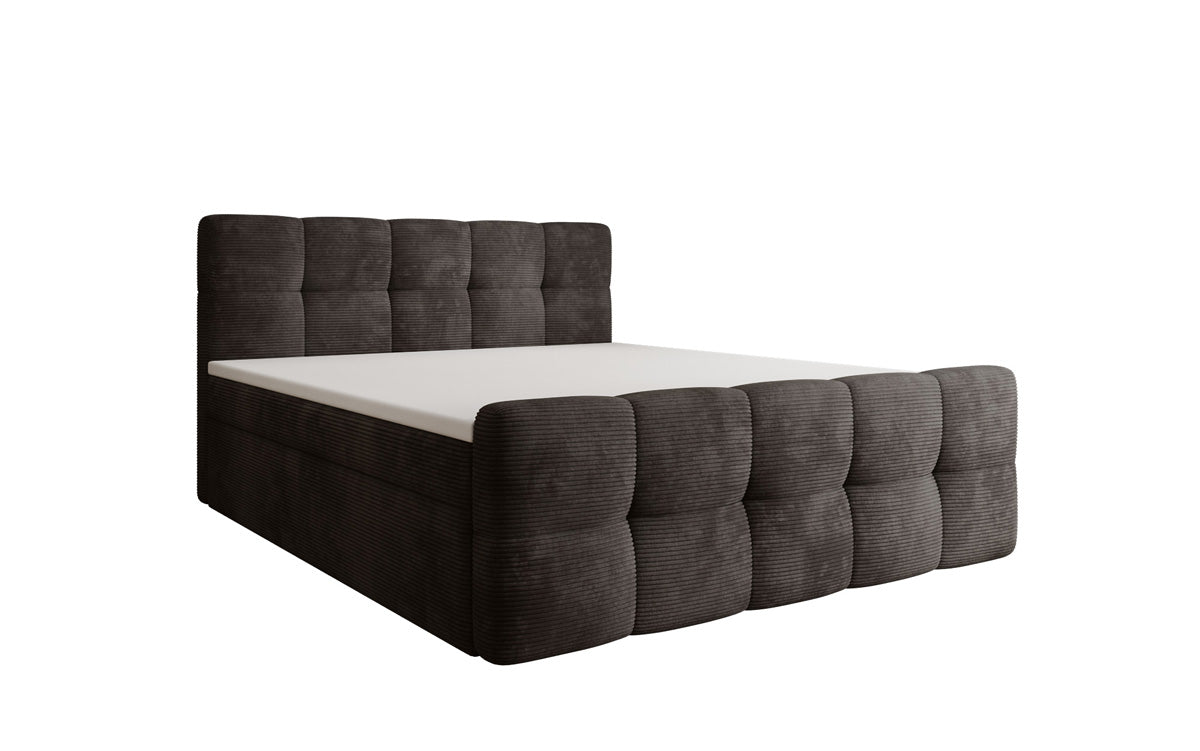 Boxspringbed Cozy in Ribstof met opbergruimte