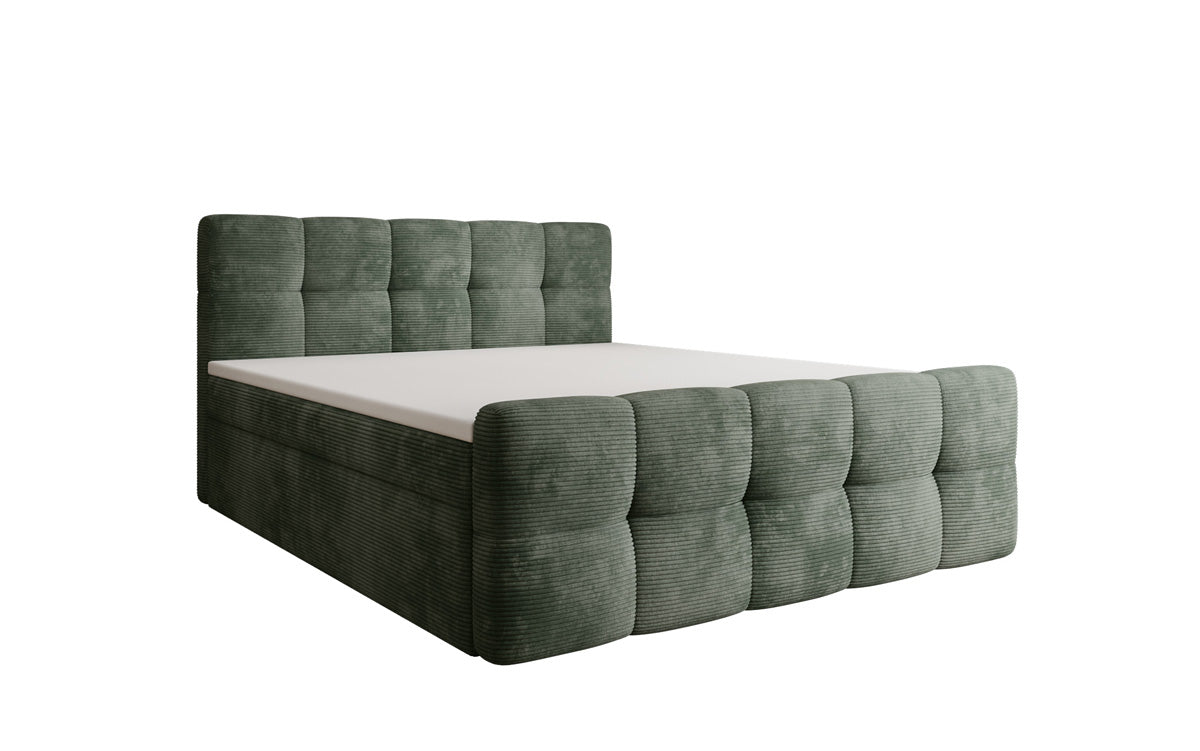 Boxspringbed Cozy in Ribstof met opbergruimte