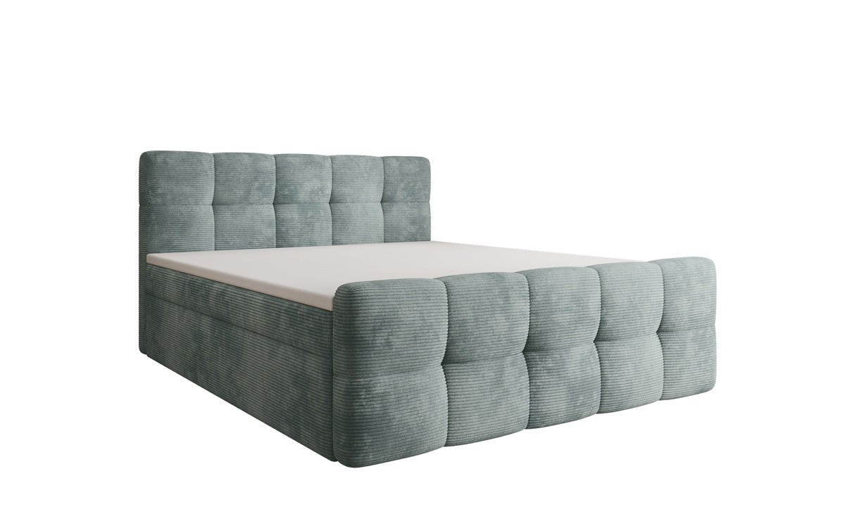 Boxspringbed Cozy in Ribstof met opbergruimte