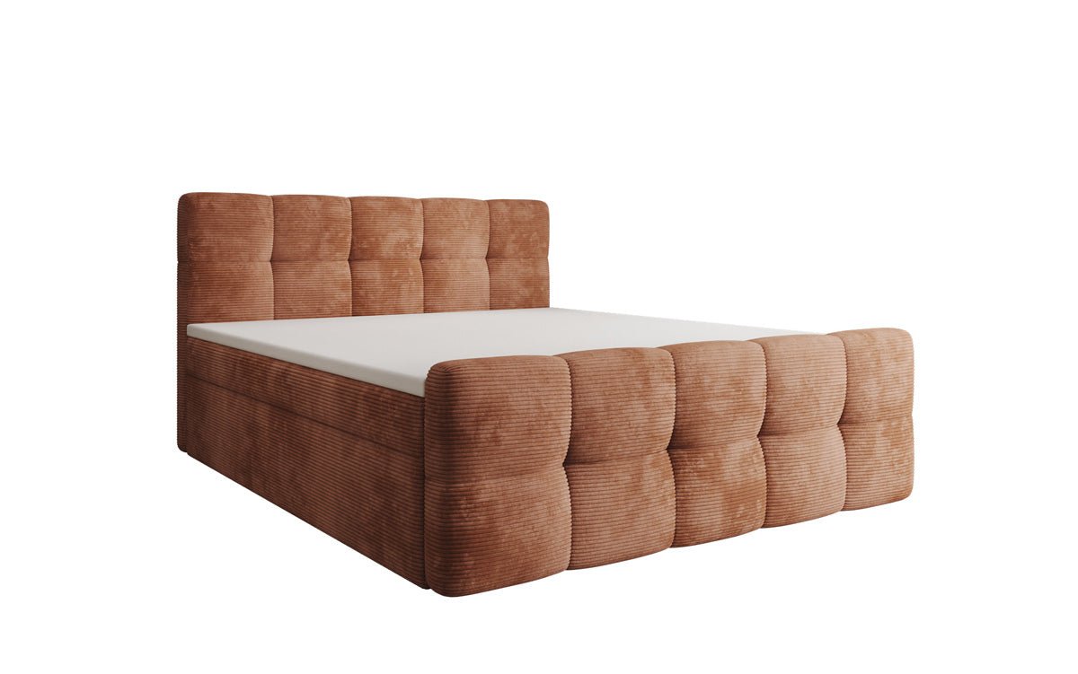 Boxspringbed Cozy in Ribstof met opbergruimte