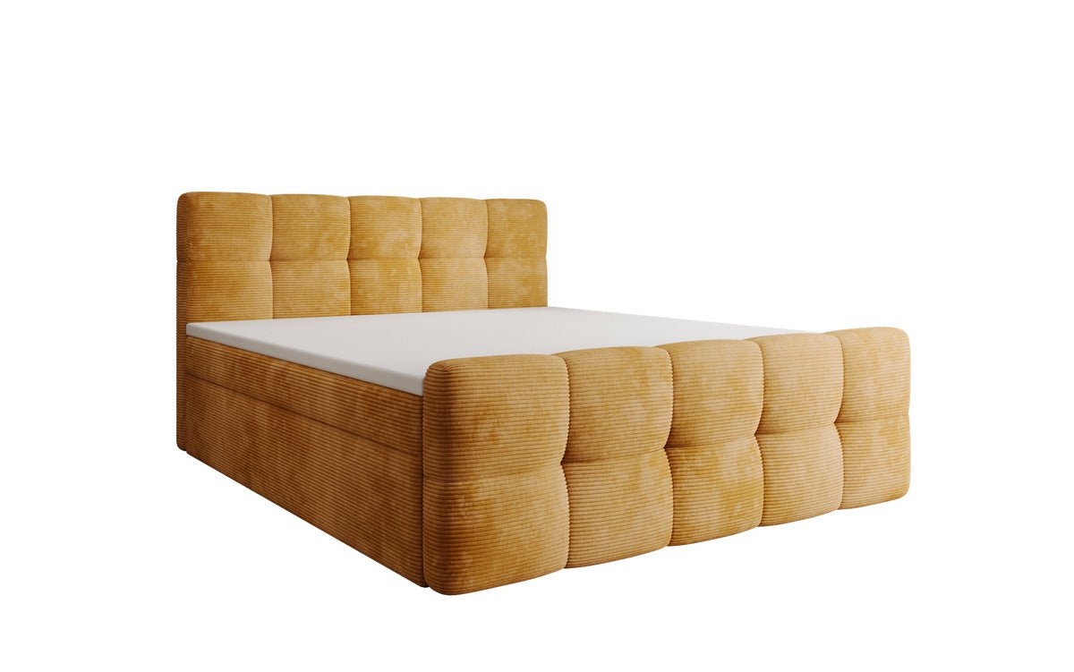 Boxspringbed Cozy in Ribstof met opbergruimte