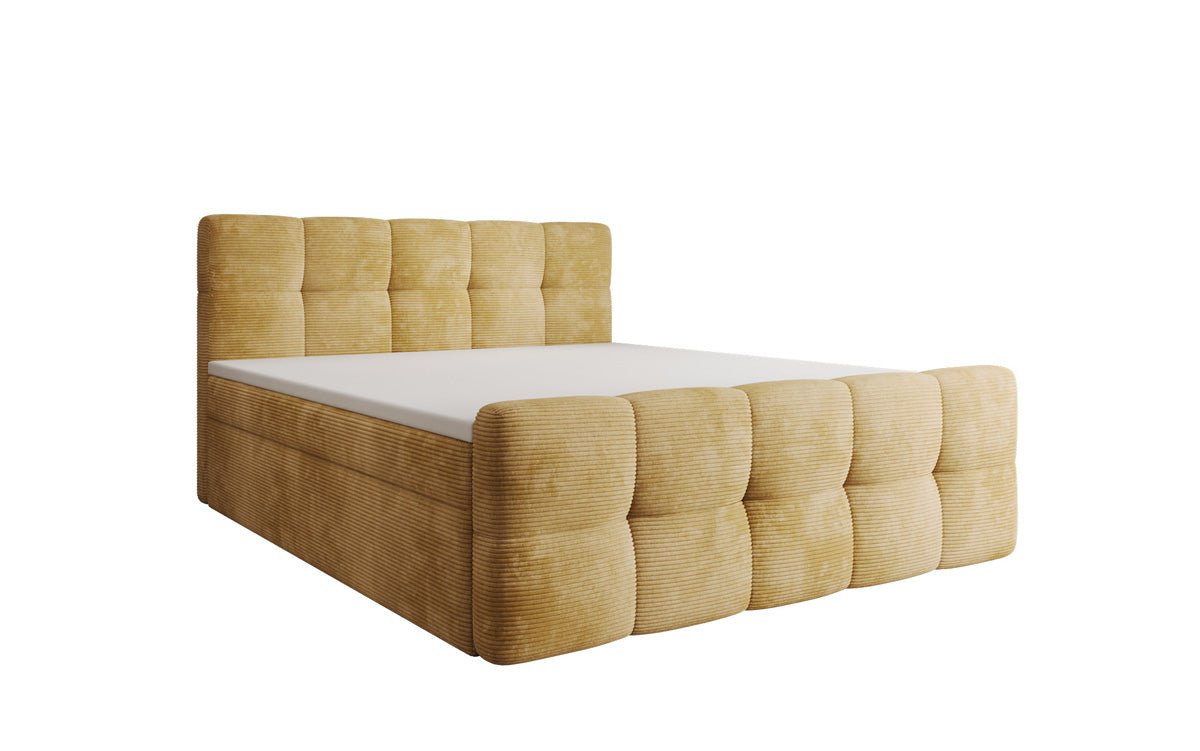 Boxspringbed Cozy in Ribstof met opbergruimte