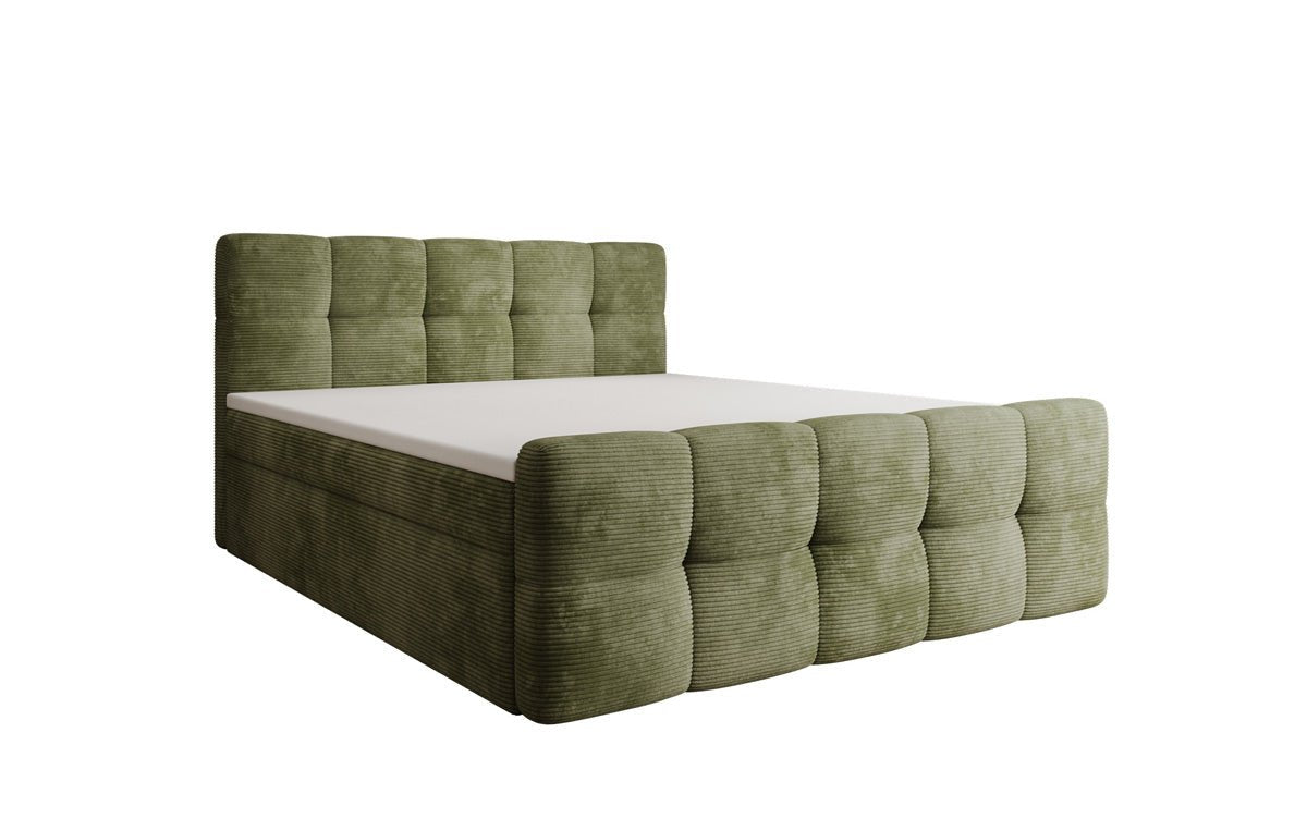 Boxspringbed Cozy in Ribstof met opbergruimte