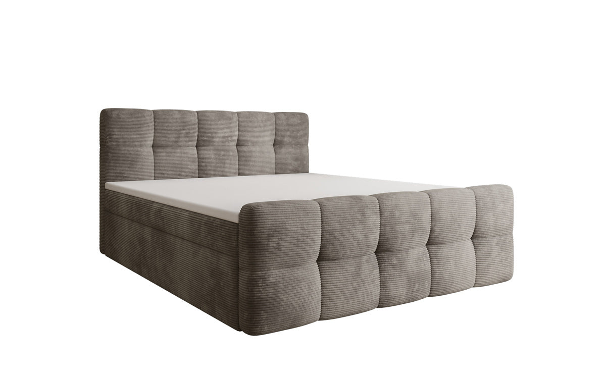 Boxspringbed Cozy in Ribstof met opbergruimte