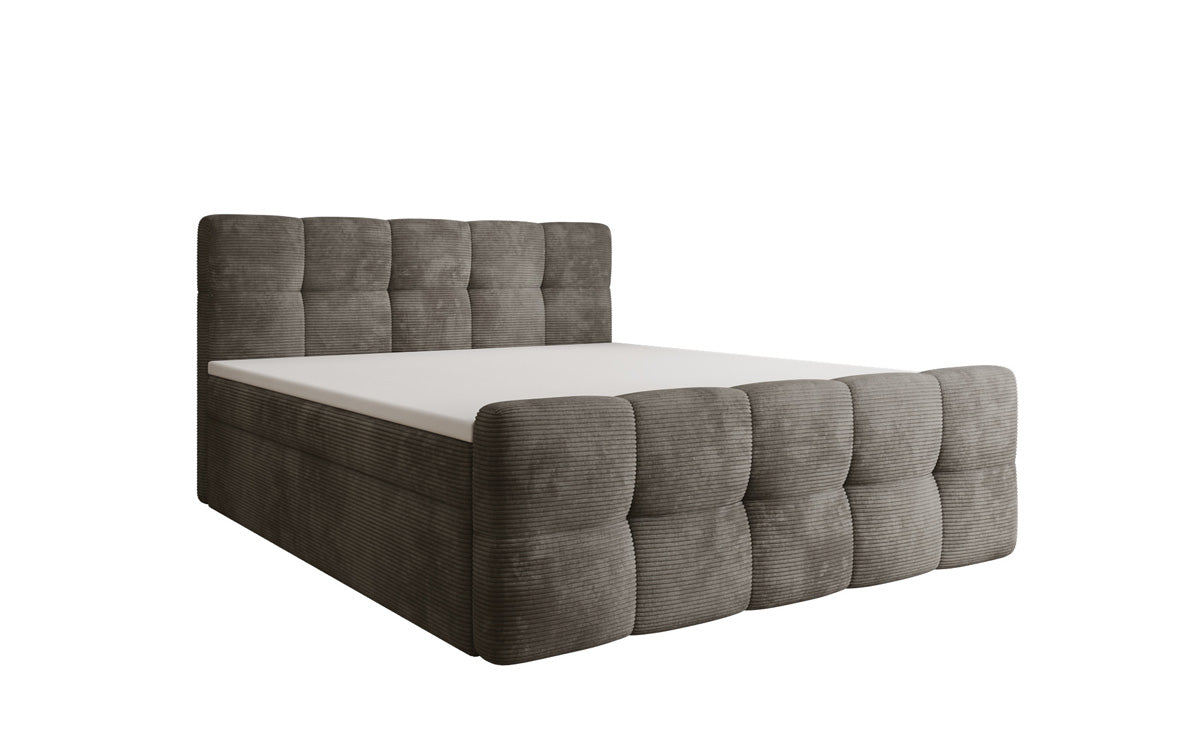 Boxspringbed Cozy in Ribstof met opbergruimte