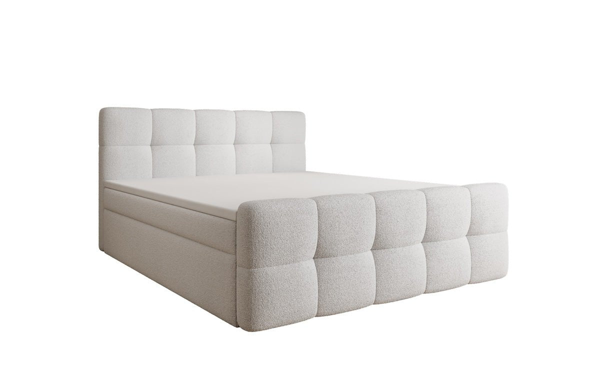 Boxspringbed Cozy in Teddystof Bouclé met opbergruimte