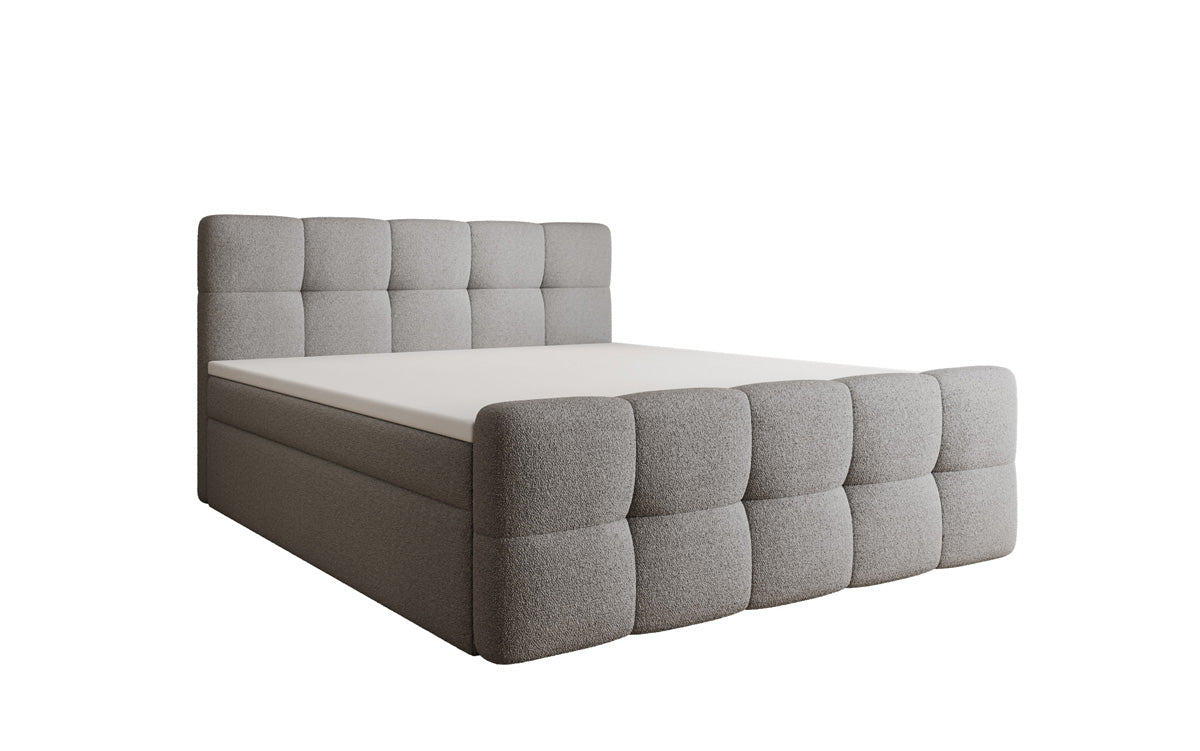 Boxspringbed Cozy in Teddystof Bouclé met opbergruimte
