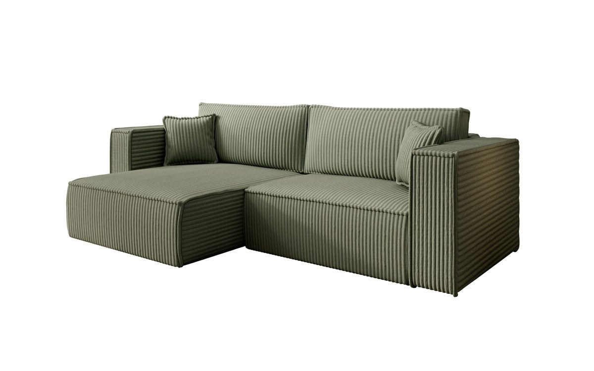 Designersofa Parijs in brede ribstof met slaap- en klapfunctie
