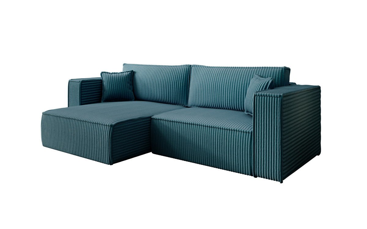 Designersofa Parijs in brede ribstof met slaap- en klapfunctie