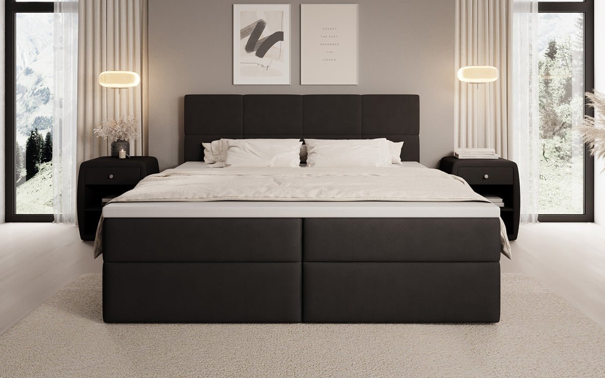 Boxspringbed Levi in stof met opbergruimte