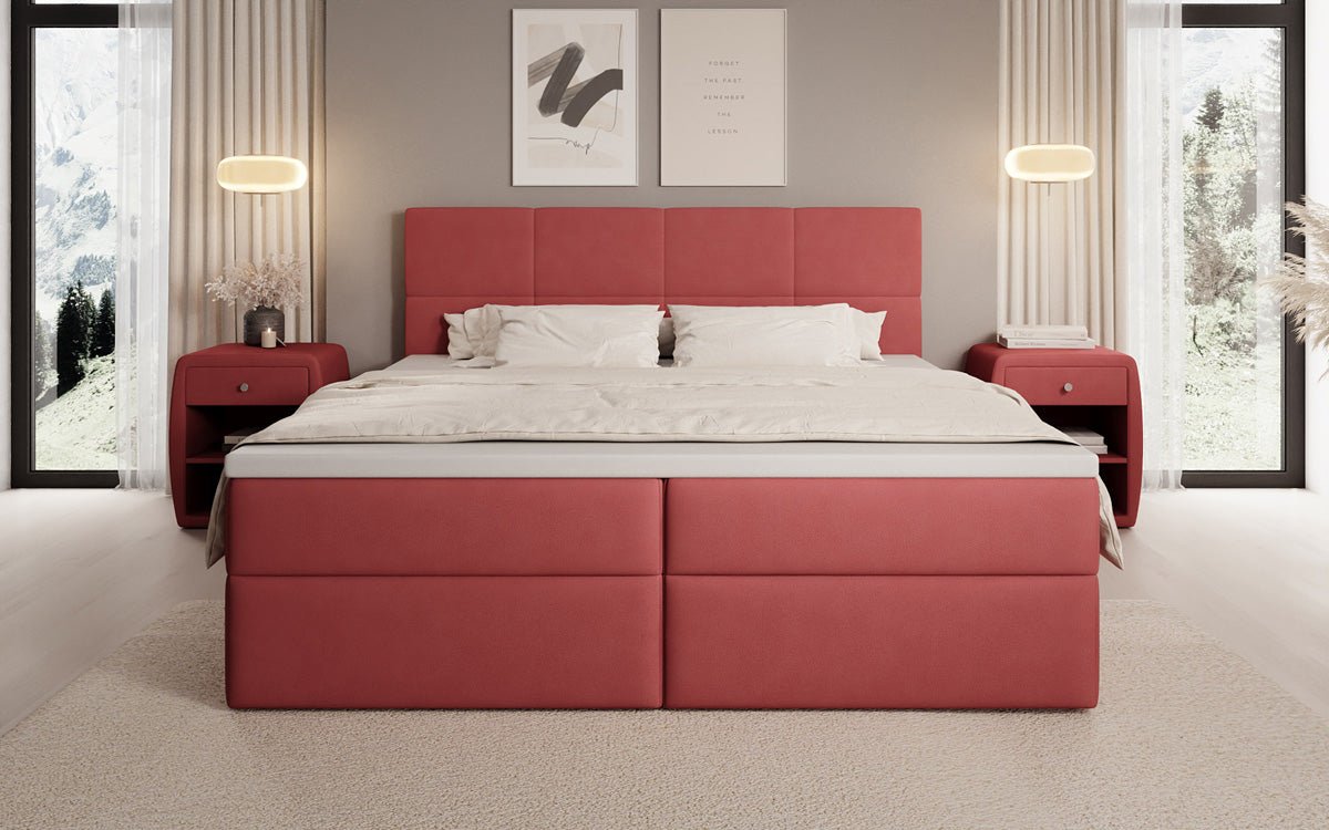 Boxspringbed Levi in stof met opbergruimte