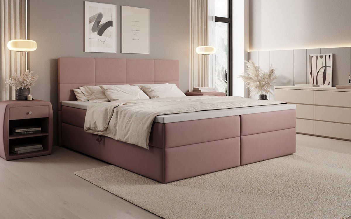Boxspringbed Levi in stof met opbergruimte