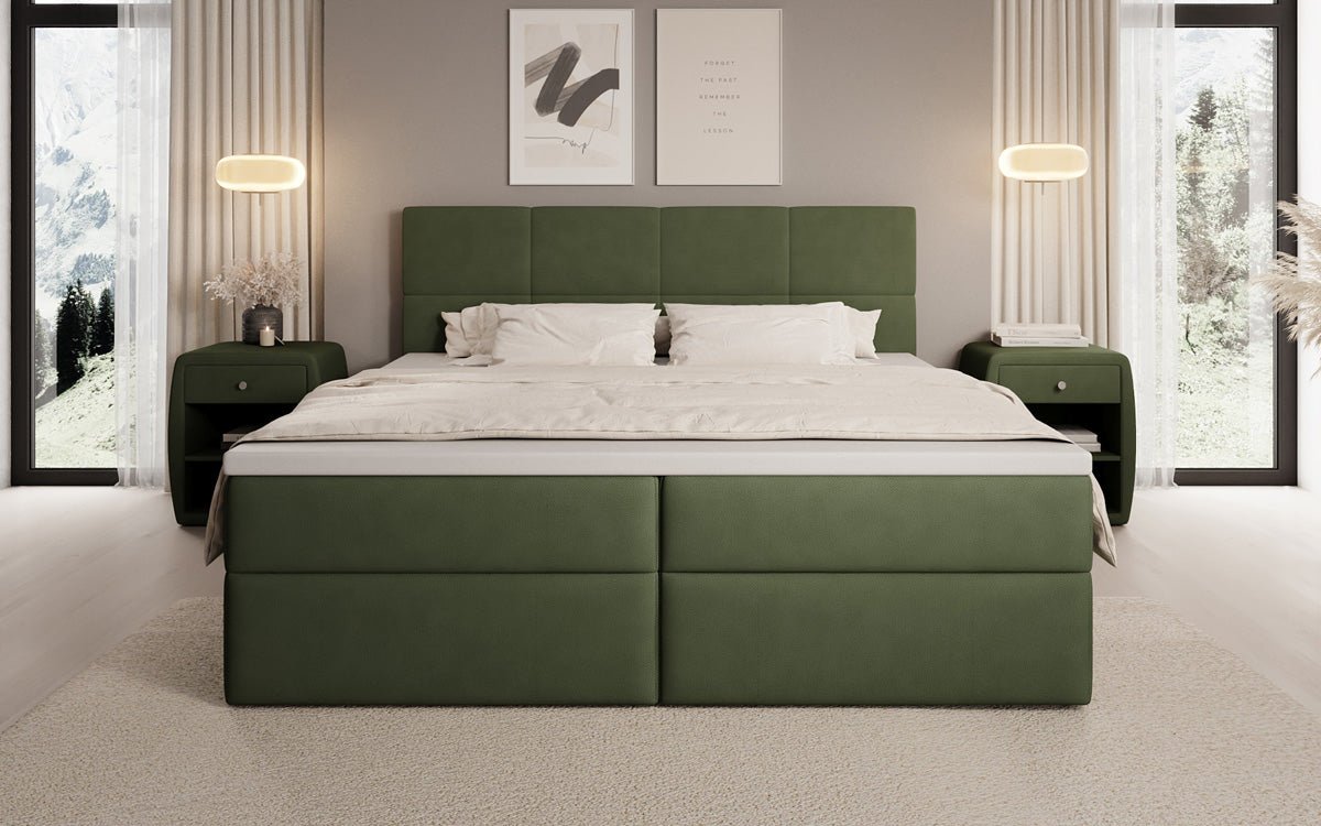 Boxspringbed Levi in stof met opbergruimte
