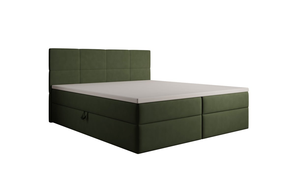 Boxspringbed Levi in stof met opbergruimte