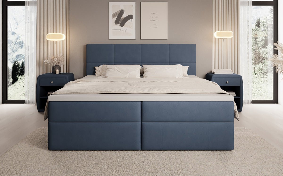 Boxspringbed Levi in stof met opbergruimte