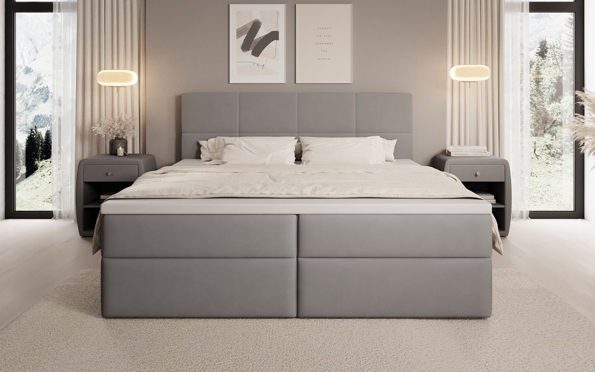 Boxspringbed Levi in stof met opbergruimte