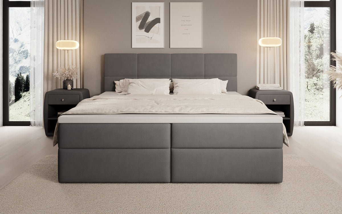 Boxspringbed Levi in stof met opbergruimte