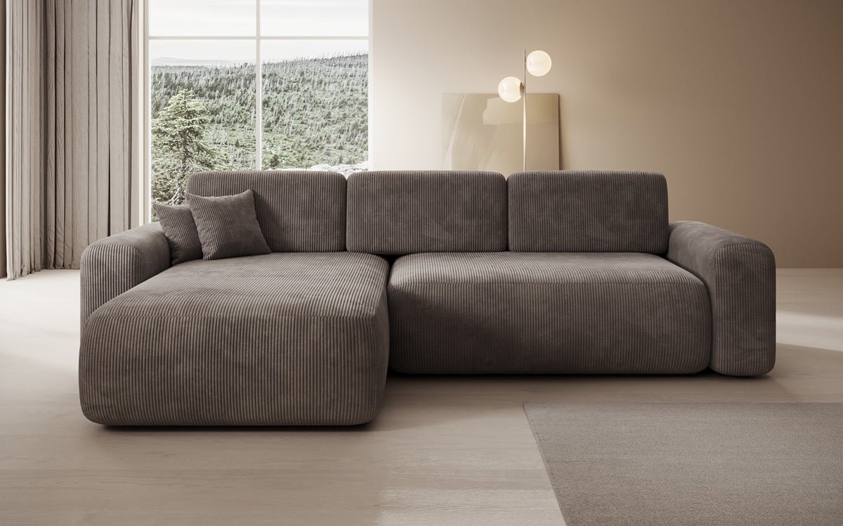 Designerbank Lola met slaap- en klapfunctie in Ribstof