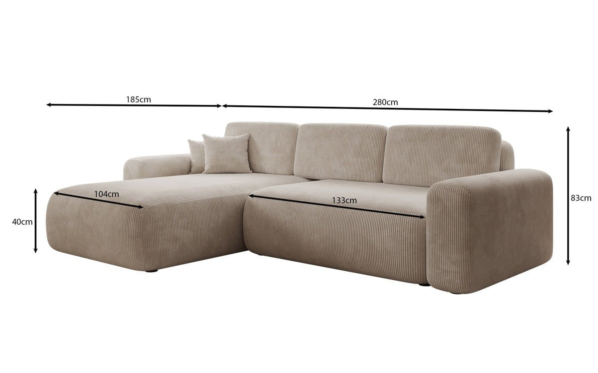 Designerbank Lola met slaap- en klapfunctie in Ribstof