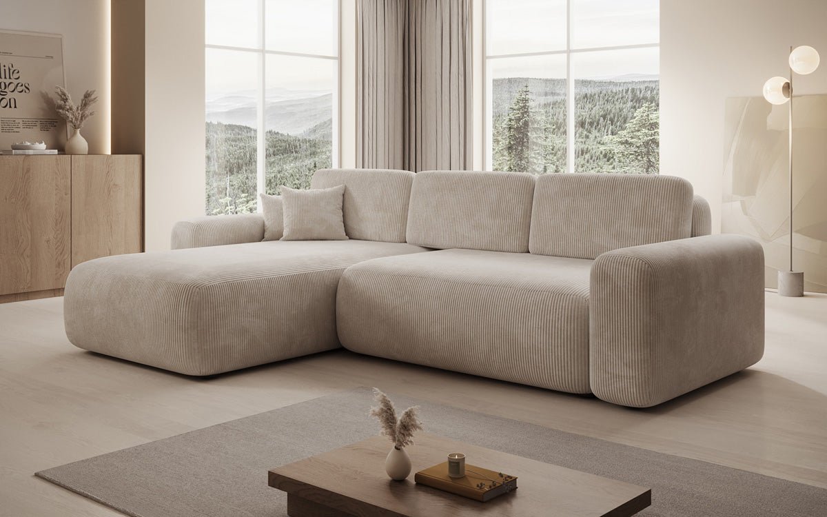 Designerbank Lola met slaap- en klapfunctie in Ribstof