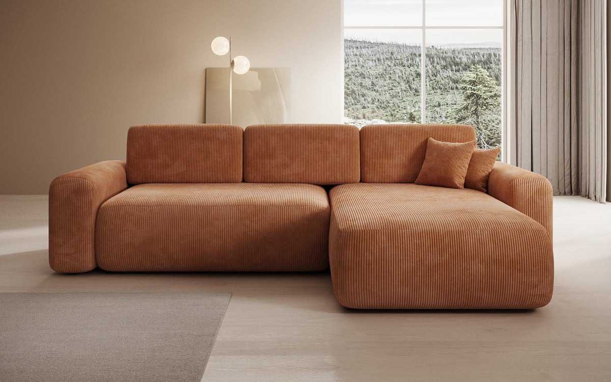 Designerbank Lola met slaap- en klapfunctie in Ribstof