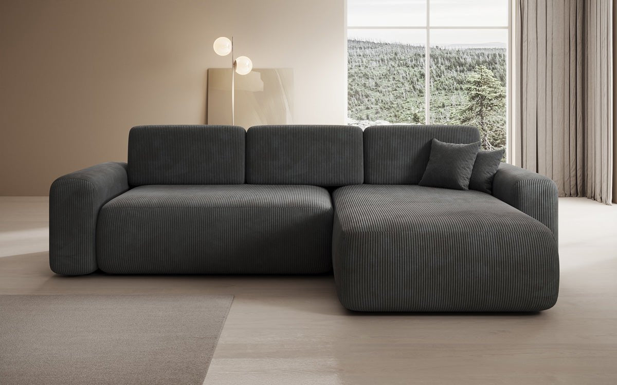 Designerbank Lola met slaap- en klapfunctie in Ribstof