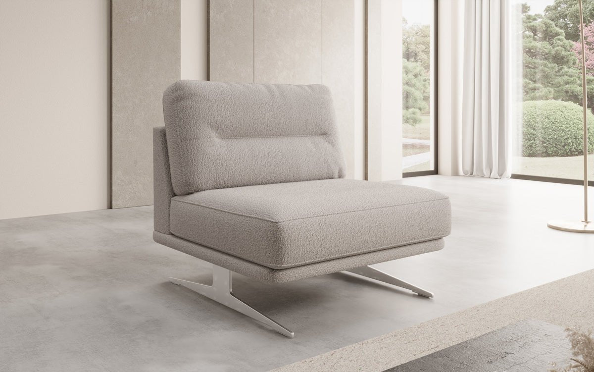 Design sofa-fauteuil Torino zonder armleuningen in Bouclé