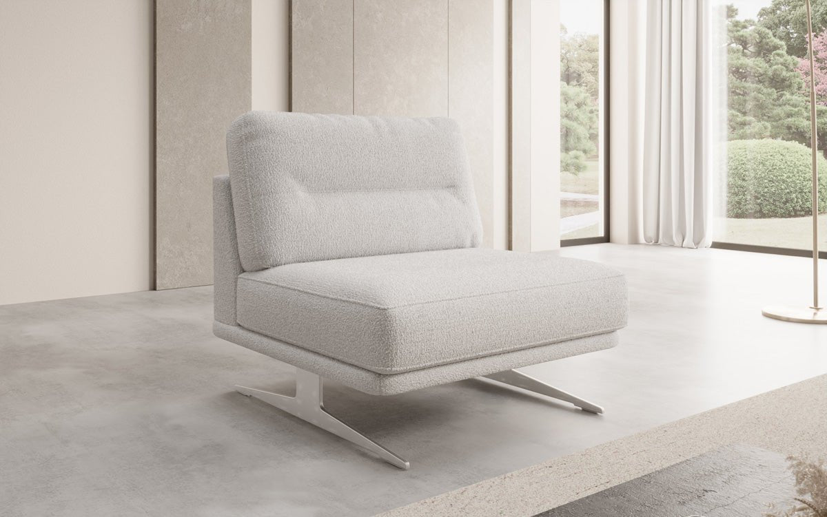 Design sofa-fauteuil Torino zonder armleuningen in Bouclé