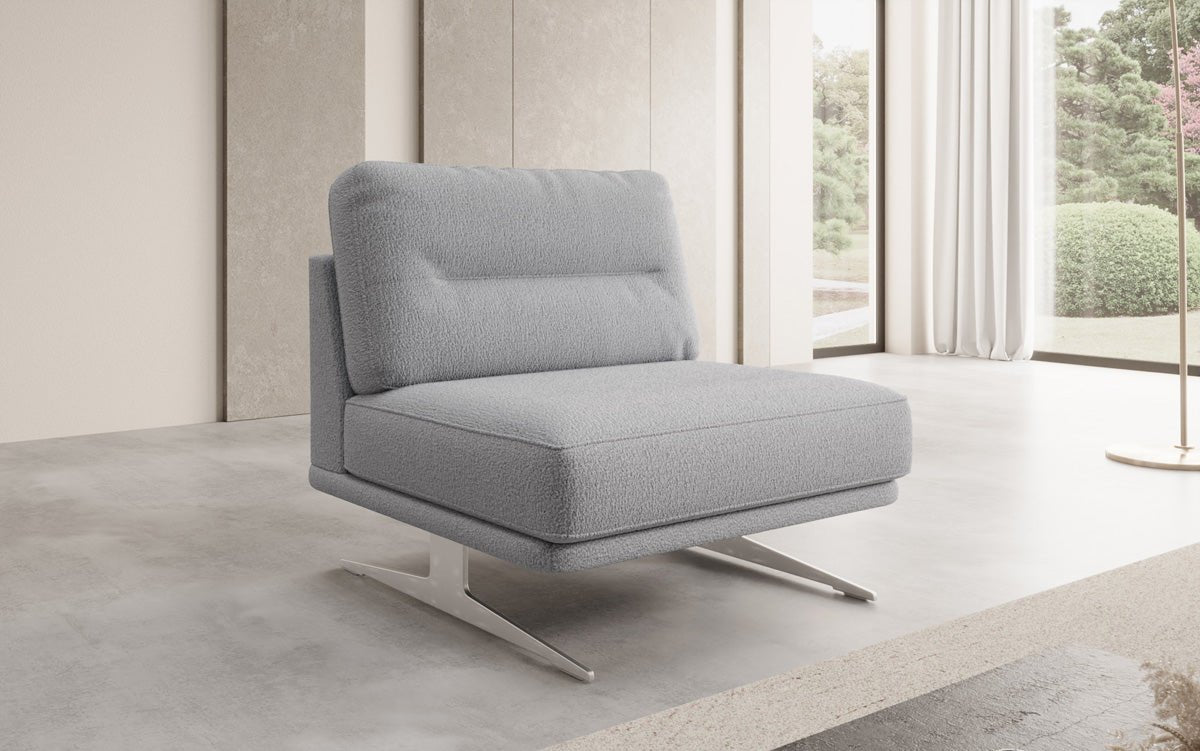 Design sofa-fauteuil Torino zonder armleuningen in Bouclé