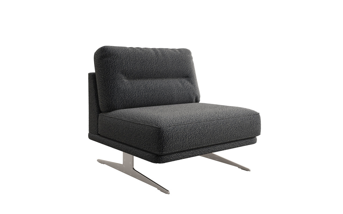 Design sofa-fauteuil Torino zonder armleuningen in Bouclé