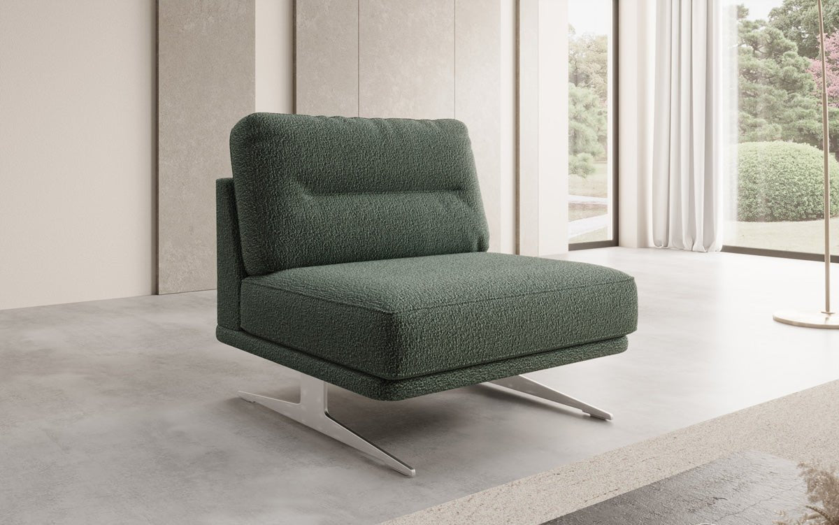 Design sofa-fauteuil Torino zonder armleuningen in Bouclé