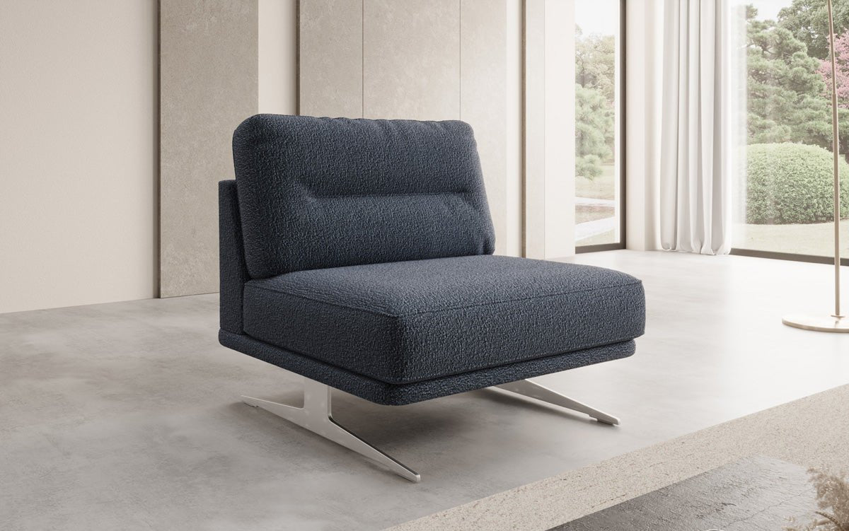 Design sofa-fauteuil Torino zonder armleuningen in Bouclé
