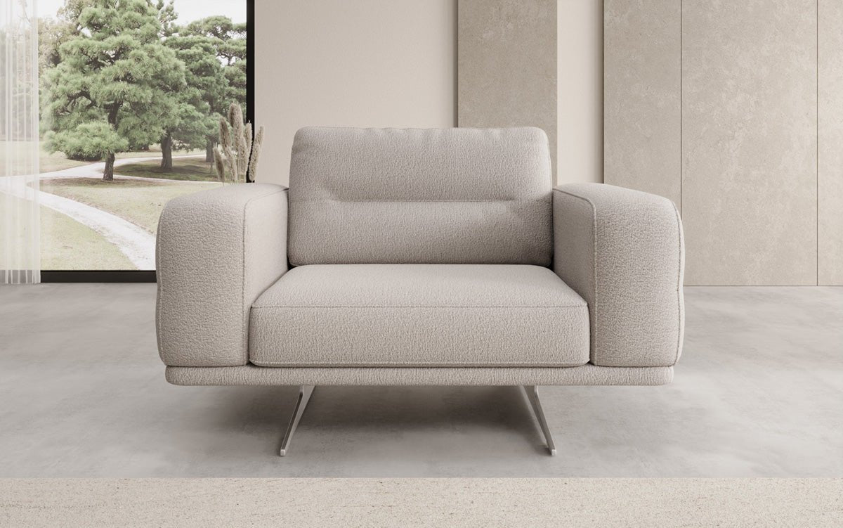 Design sofa-fauteuil Torino met armleuningen in Bouclé