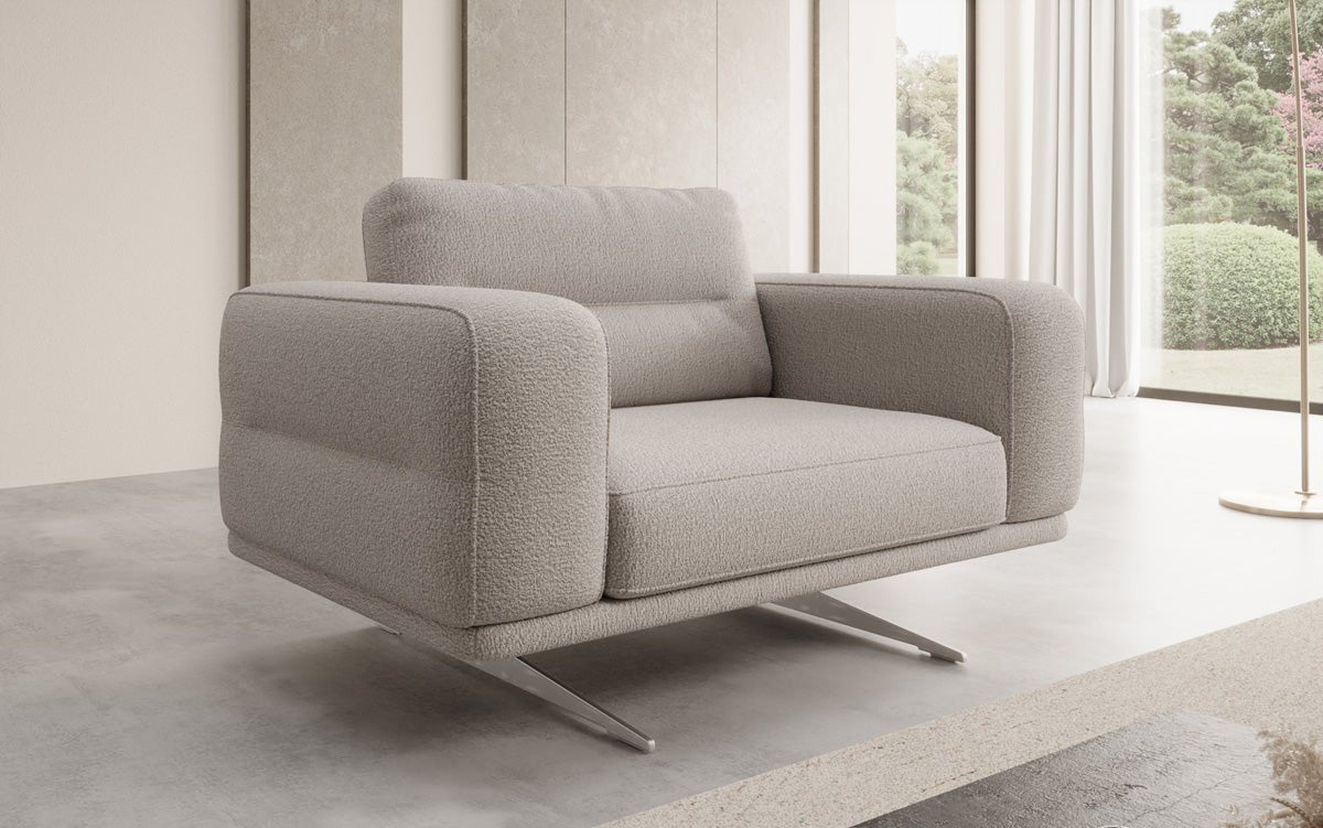 Design sofa-fauteuil Torino met armleuningen in Bouclé