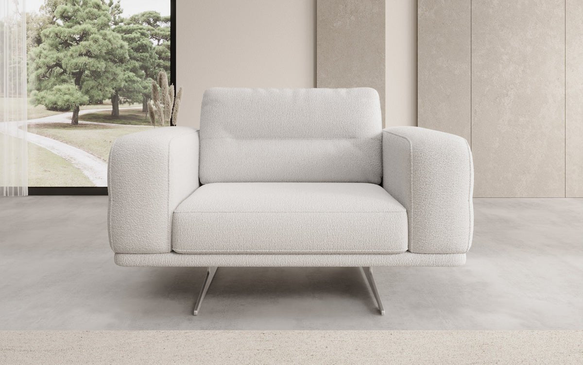 Design sofa-fauteuil Torino met armleuningen in Bouclé