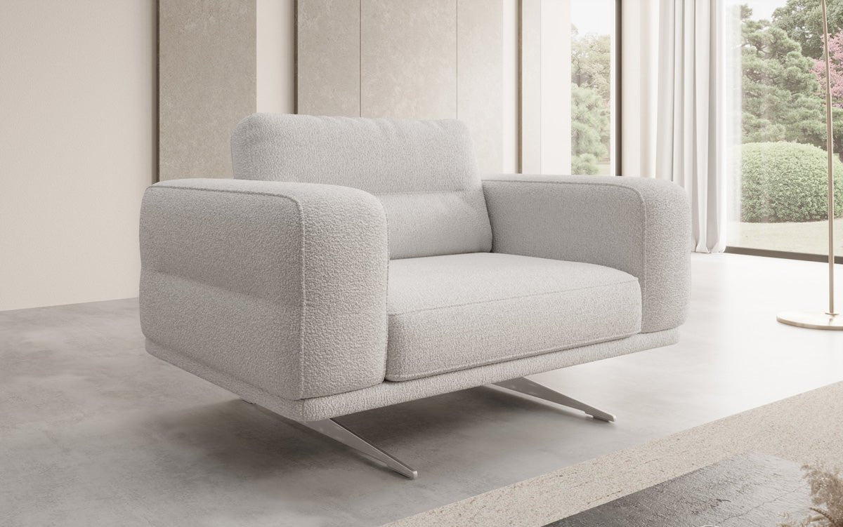 Design sofa-fauteuil Torino met armleuningen in Bouclé