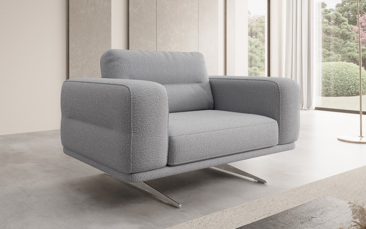 Design sofa-fauteuil Torino met armleuningen in Bouclé