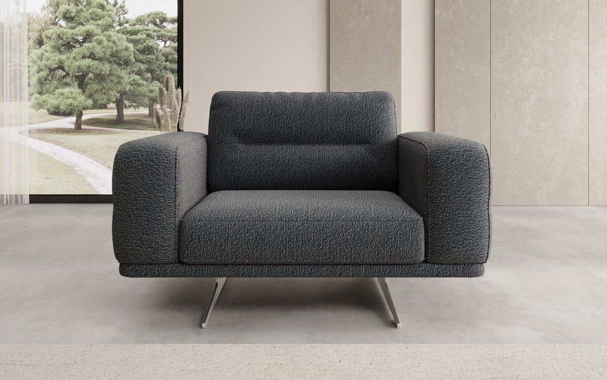 Design sofa-fauteuil Torino met armleuningen in Bouclé