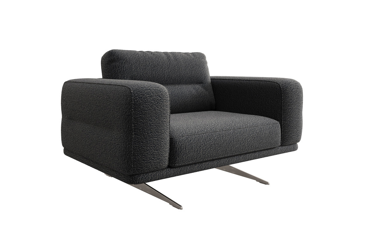 Design sofa-fauteuil Torino met armleuningen in Bouclé