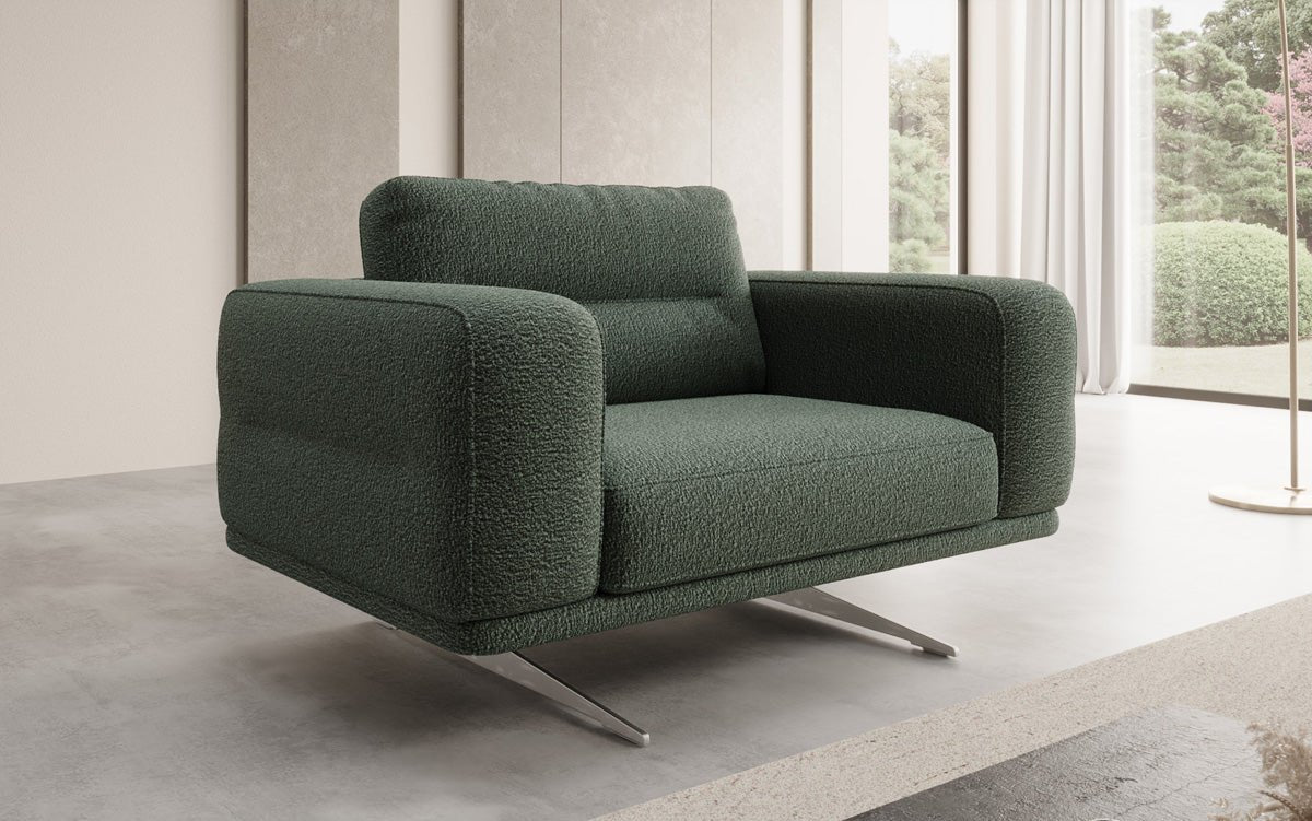 Design sofa-fauteuil Torino met armleuningen in Bouclé