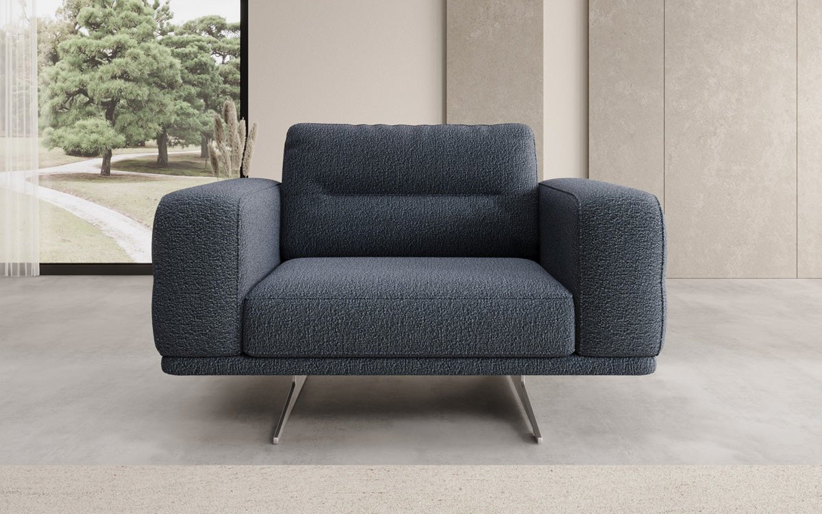 Design sofa-fauteuil Torino met armleuningen in Bouclé