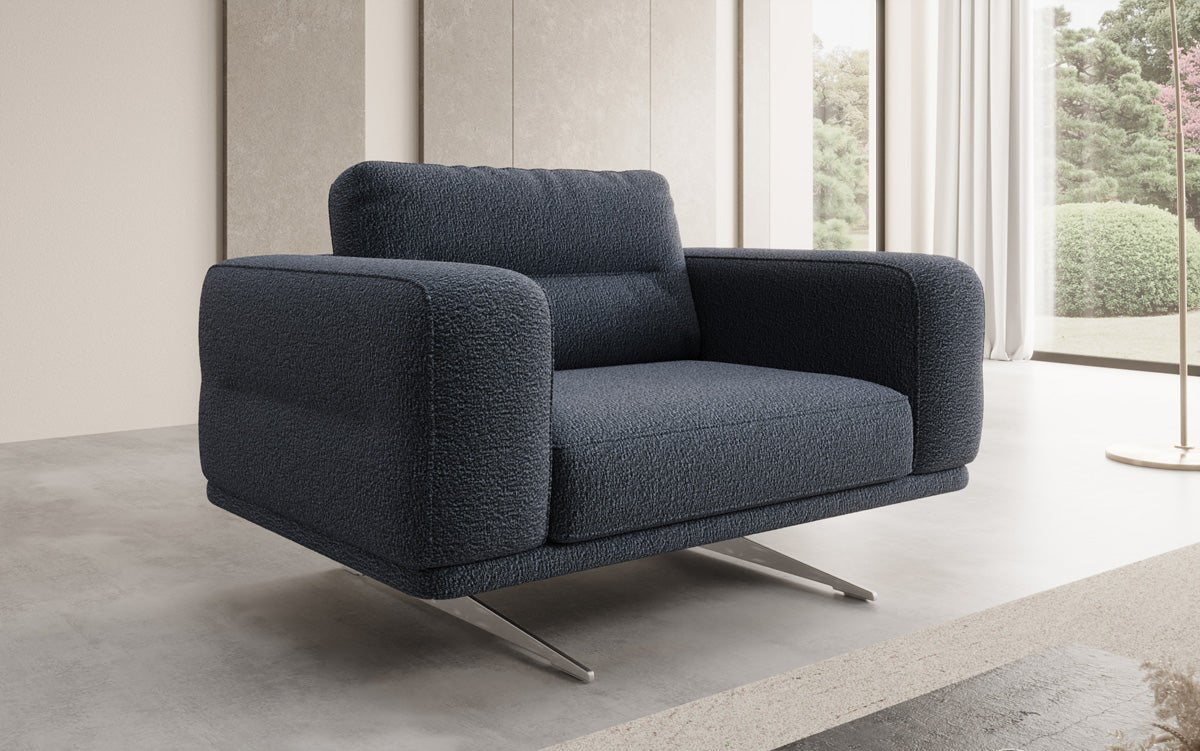 Design sofa-fauteuil Torino met armleuningen in Bouclé