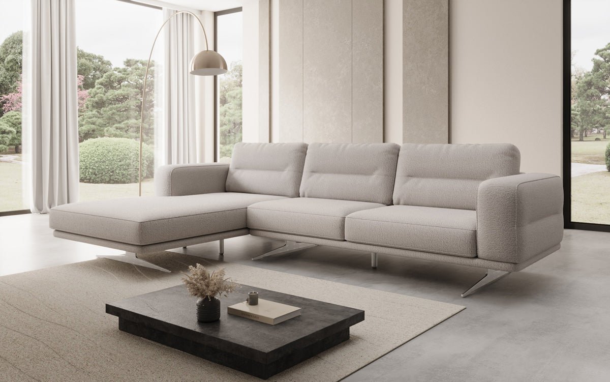 Design L-bank Torino in Bouclé