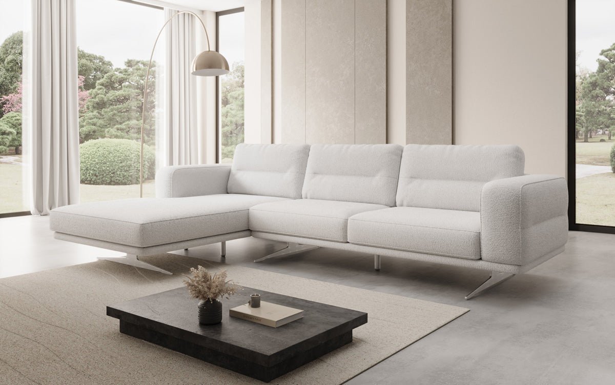 Design L-bank Torino in Bouclé