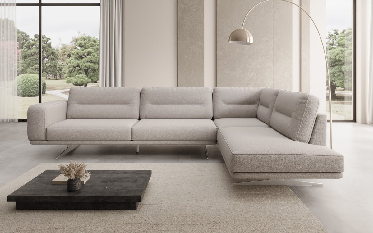Designer L-bank gesloten Torino in Bouclé